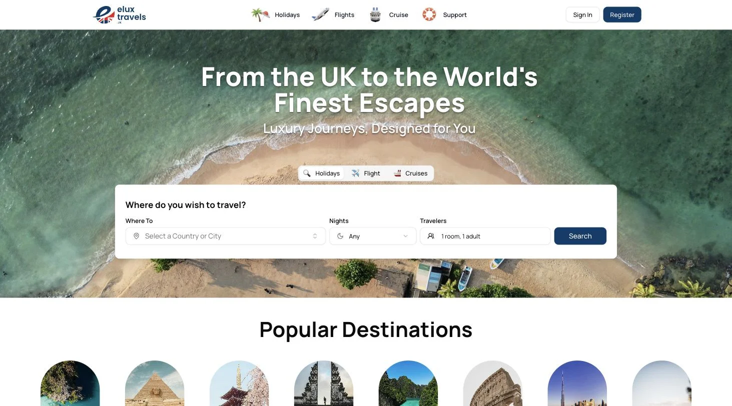 ELUX Travels product screenshot